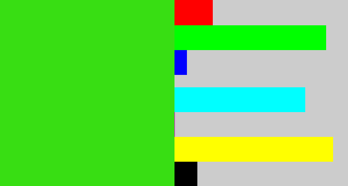 Hex color #38de13 - vivid green