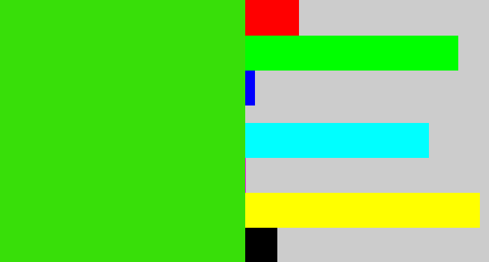 Hex color #38df09 - vivid green