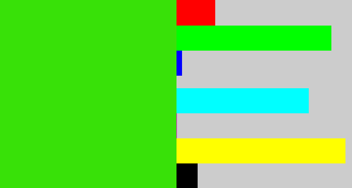 Hex color #38e108 - vivid green