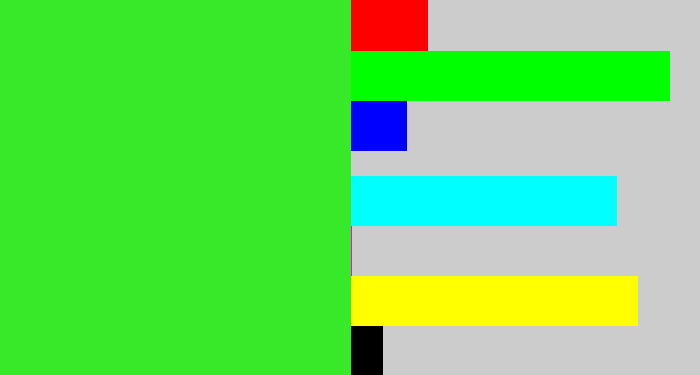 Hex color #38e92a - radioactive green