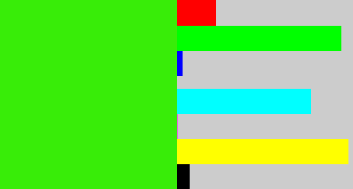 Hex color #38ed08 - vivid green