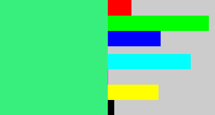 Hex color #38ef7e - weird green