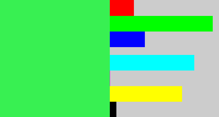 Hex color #38f052 - bright light green