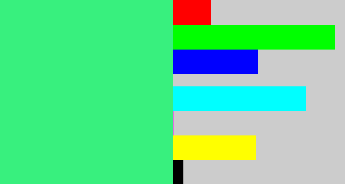 Hex color #38f07e - weird green