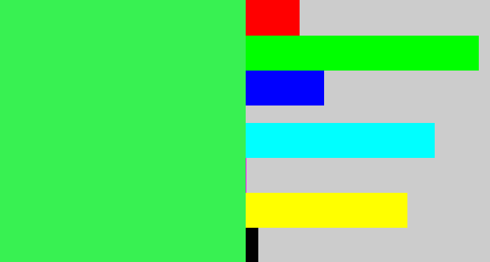 Hex color #38f152 - bright light green