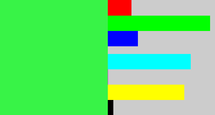 Hex color #38f347 - bright light green