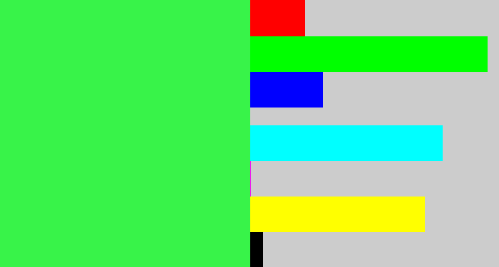 Hex color #38f349 - bright light green