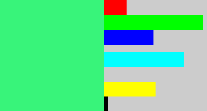 Hex color #38f47a - weird green