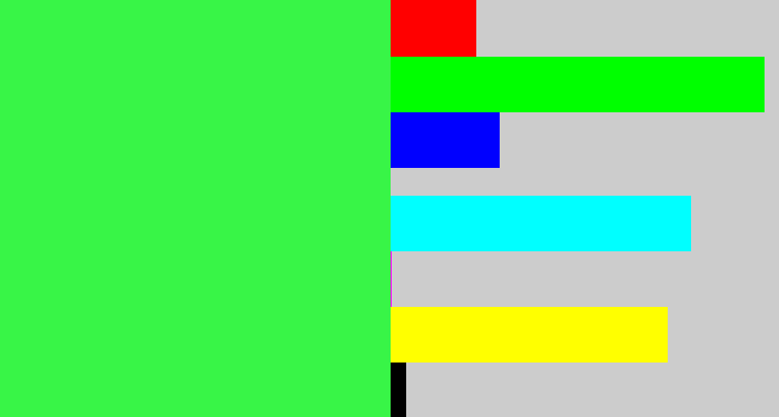Hex color #38f547 - bright light green