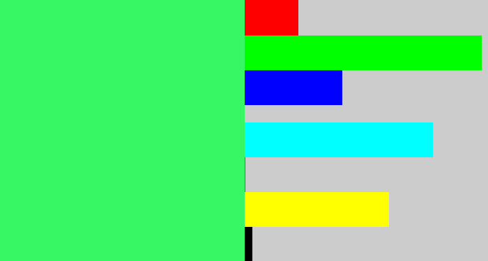 Hex color #38f765 - bright light green