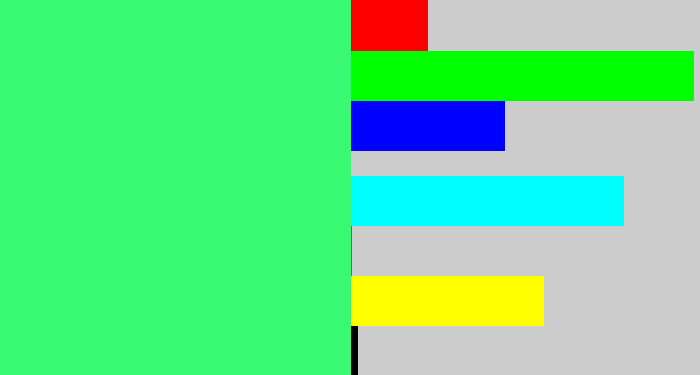 Hex color #38f971 - weird green