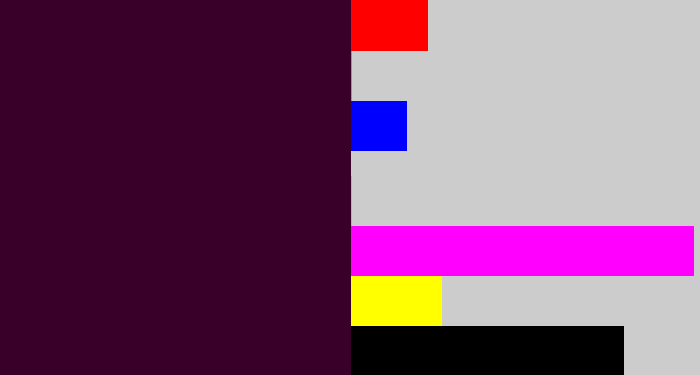 Hex color #39012a - dark plum