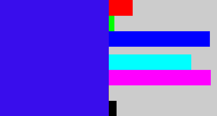 Hex color #390dec - blue/purple