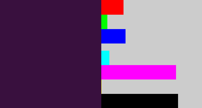 Hex color #39103e - dark purple