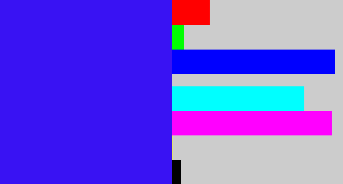 Hex color #3912f3 - light royal blue