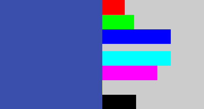 Hex color #394fab - denim blue