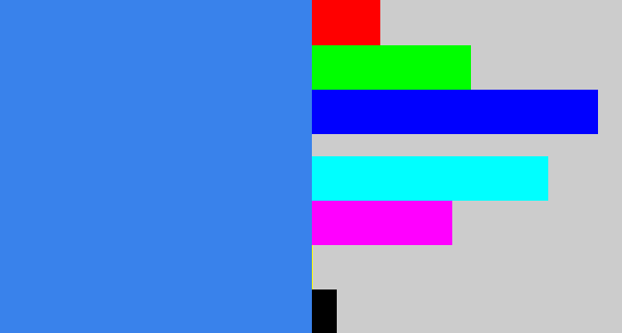 Hex color #3982eb - dodger blue