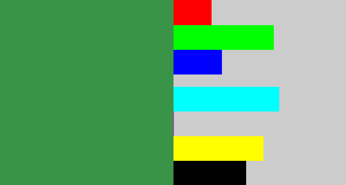 Hex color #399447 - medium green