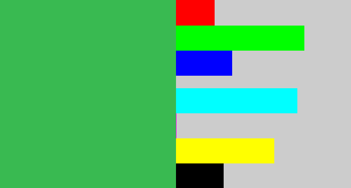 Hex color #39ba51 - medium green