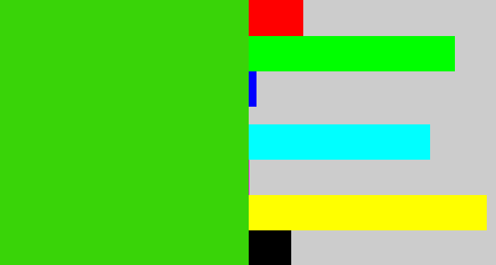 Hex color #39d408 - vivid green