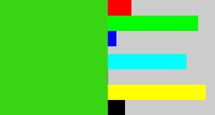 Hex color #39d514 - vivid green
