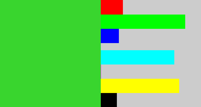 Hex color #39d52e - green apple