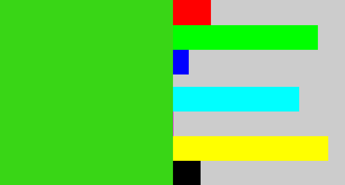 Hex color #39d616 - vivid green