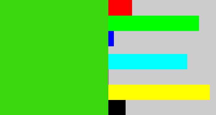 Hex color #39d70c - vivid green