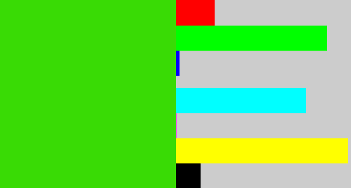 Hex color #39db05 - vivid green
