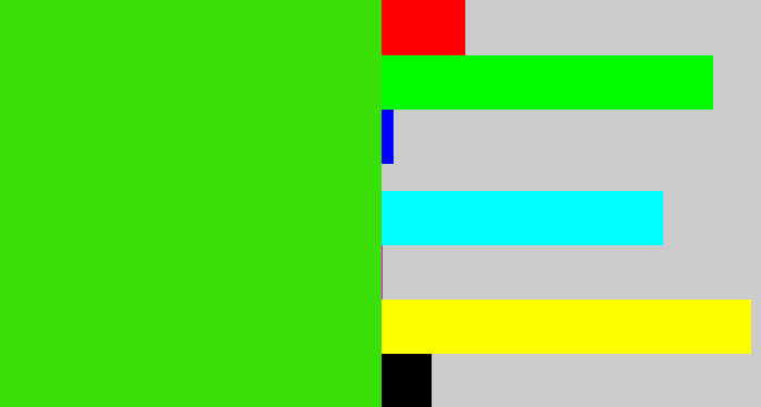 Hex color #39df07 - vivid green