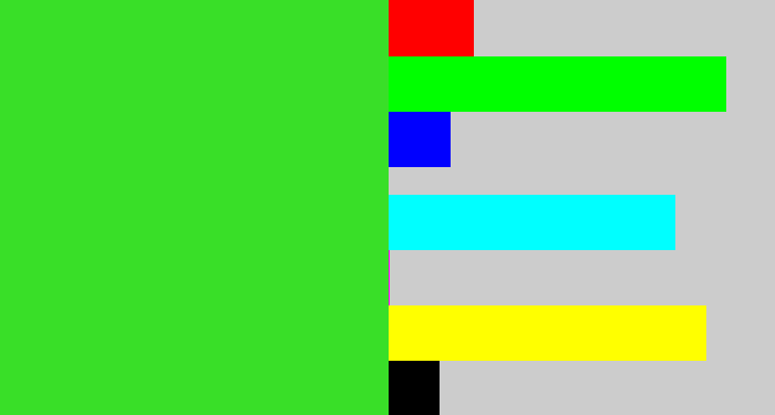 Hex color #39df28 - vivid green