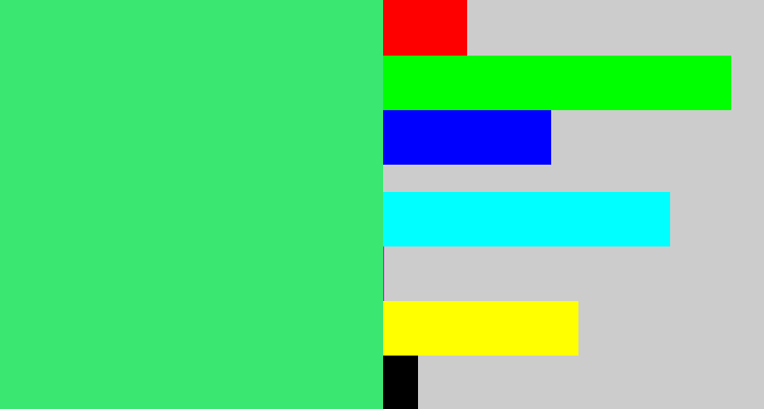 Hex color #39e771 - weird green