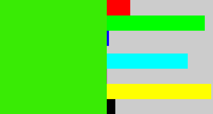 Hex color #39eb05 - vivid green