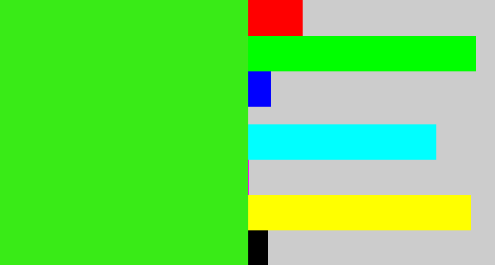 Hex color #39eb17 - vivid green