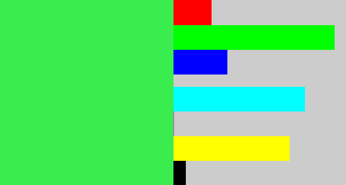 Hex color #39ed4f - bright light green