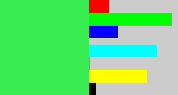 Hex color #39ed52 - bright light green