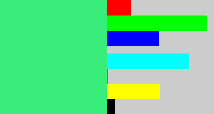 Hex color #39ed7a - weird green