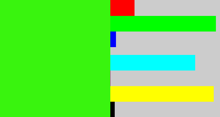 Hex color #39f40e - vivid green