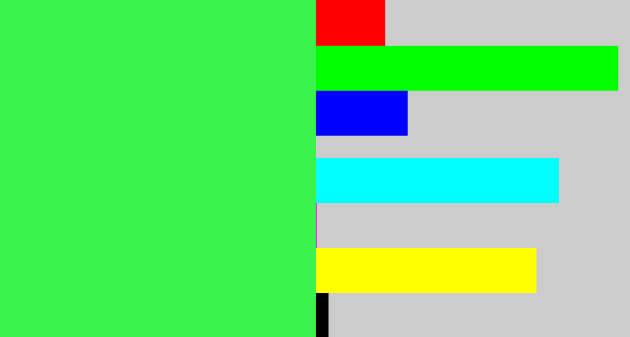 Hex color #39f44a - bright light green
