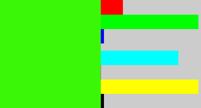 Hex color #39f707 - vivid green