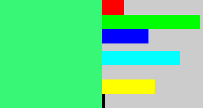 Hex color #39f776 - weird green
