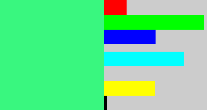 Hex color #39f77f - weird green