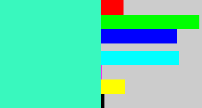 Hex color #39f8be - greenish cyan