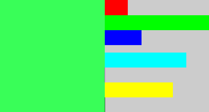Hex color #39fe58 - bright light green