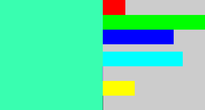 Hex color #39feb0 - greenish cyan