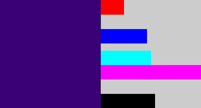 Hex color #3a0075 - indigo