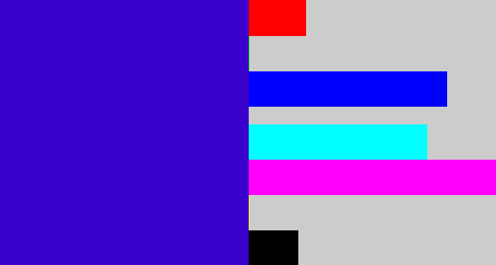 Hex color #3a00cc - violet blue