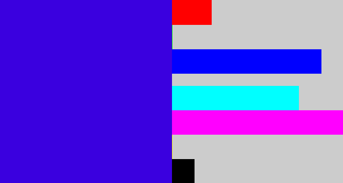 Hex color #3a00df - violet blue