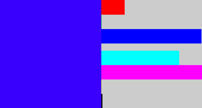 Hex color #3a00fd - blue/purple
