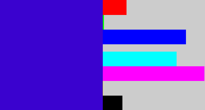 Hex color #3a02cf - violet blue